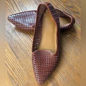 J. Crew Women's Cognac Brown Perforated Leather Loafers